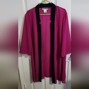 Dana Kay Vibrant Pink Cardigan with Black Trim